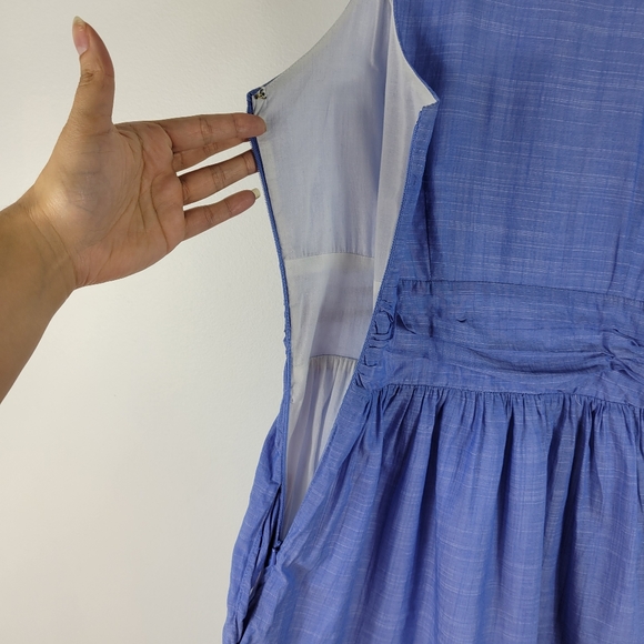 Lilly Pulitzer Essie Chambray Ruffle Sleeveless Button Up Sheath Shirt Dress - Picture 8 of 15